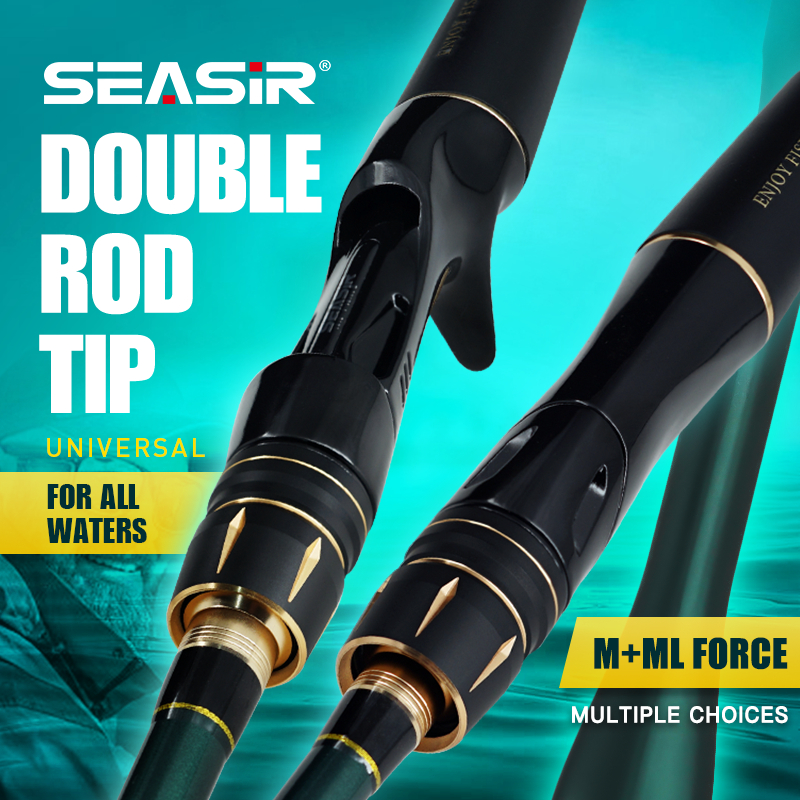 Seasir Dark Dragon M/ML เคล็ดลับสองก้าน Spinning Baitcasting Fishing Rod Lure คาร์บอนไฟเบอร์ One Piece Grip (6-35g/2.1M/2.4M)