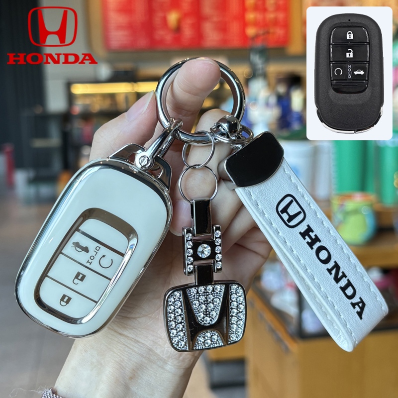 Honda 4 ปุ่มรถสมาร์ทคีย์กรณีเหมาะสําหรับ Honda Hrv/Crv/City/Xrv/Civic TPU พวงกุญแจรถ