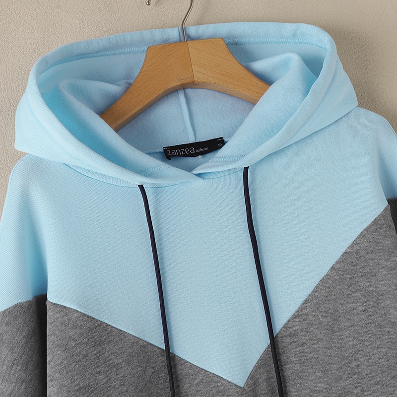 Zanzea ชุดเดรสสเวตเตอร์แขนยาวมีฮู้ดแฟชั่นเกาหลีสําหรับผู้หญิง - รูปที่ 7