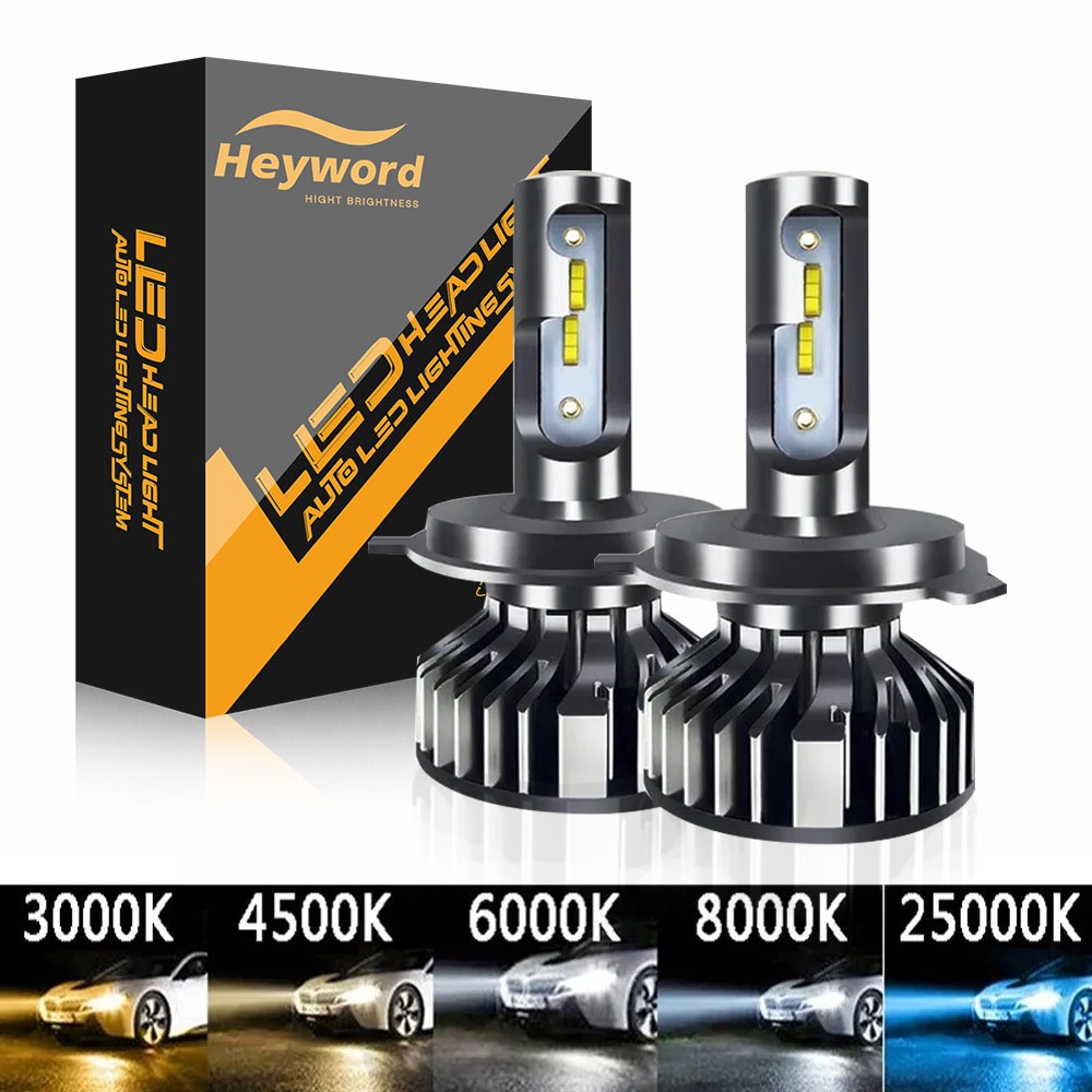 ไฟหน้ารถ LED H7 H1 H3 H4 H11 9005 9012 ไฮไลท์ศูนย์กลาง 3,000k 4300k 6,000k 8,000k สี่สีเสริมไฟหน้า LED ประหยัดพลังงาน