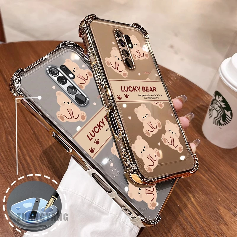 สําหรับ OPPO A5 2020 A9 2020 Super anti drop เคสโทรศัพท์ไฟฟ้าความงาม Lucky Bear ออกแบบใหม่รูปแบบ TPU soft case