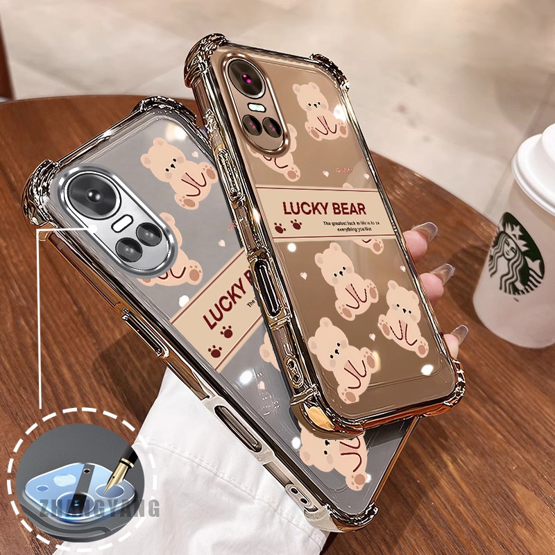 สําหรับ OPPO RENO 10 5G RENO 10 Pro 5G Super anti drop electroplated เคสโทรศัพท์ความงาม Lucky Bear ออกแบบใหม่รูปแบบ TPU soft case