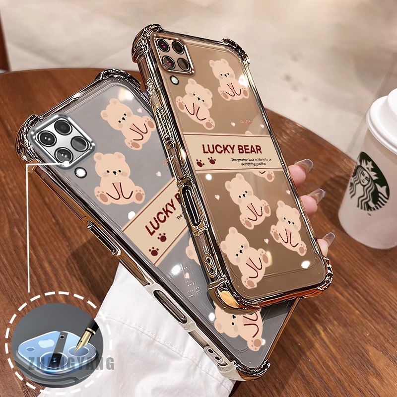 SAMSUNG สําหรับsamsung A12 A22 4G M12 M22 M32 Super anti DROPเคสโทรศัพท์ไฟฟ้าความงามLucky Bearออกแบบใหม่รูปแบบTPU soft case