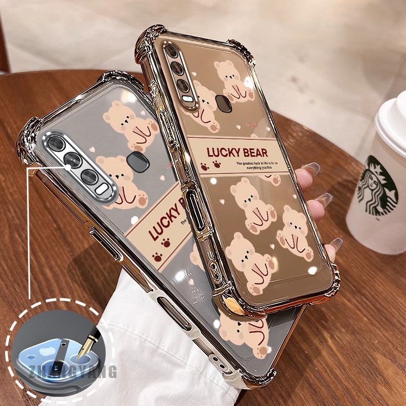 สําหรับ vivo y11 y12 y15 y17 y19 Super anti drop electroplated เคสโทรศัพท์ความงาม Lucky Bear ดีไซน์ใหม่รูปแบบ TPU soft case