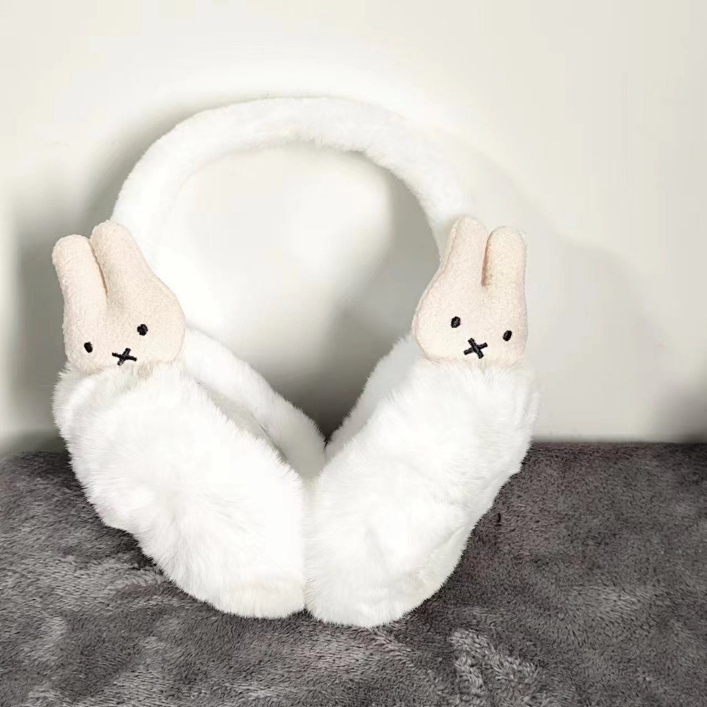 Miffy ທີ່ຄຸມຫູກັນໜາວ + ຜ້າພັນຄໍພັບໄດ້ (Unisex) ອົບອຸ່ນ ປ້ອງກັນລົມອັນຕິຟຣີຊ