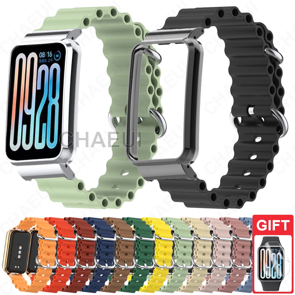 สายซิลิโคนพร้อมสร้อยข้อมือกรณีกีฬาสําหรับ Xiaomi Smart Band 10 9 8 Pro / Mi Band 7 Pro / Xiaomi Smart Band 9 8 Active