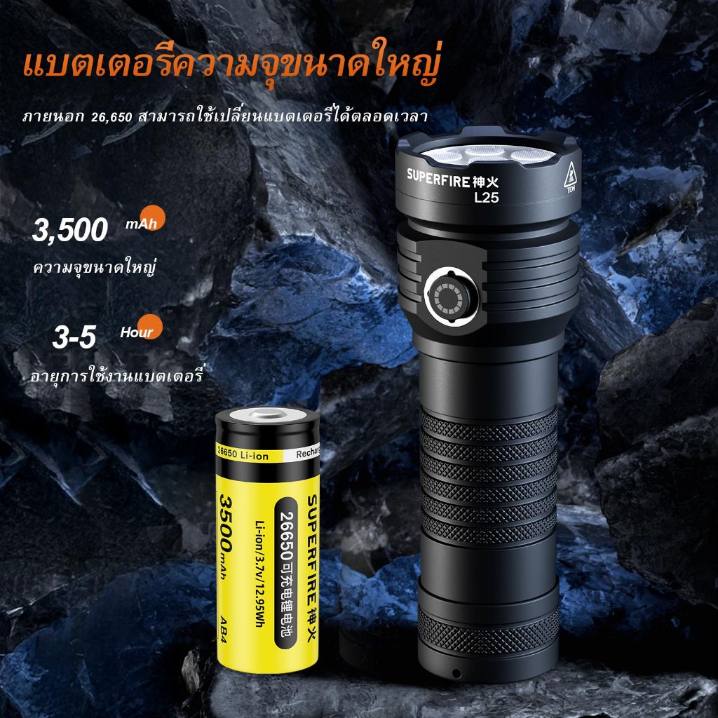 SUPERFIRE كشاف L25 ‏35 واط 3700 لومن بشحن Type-C — صورة 8