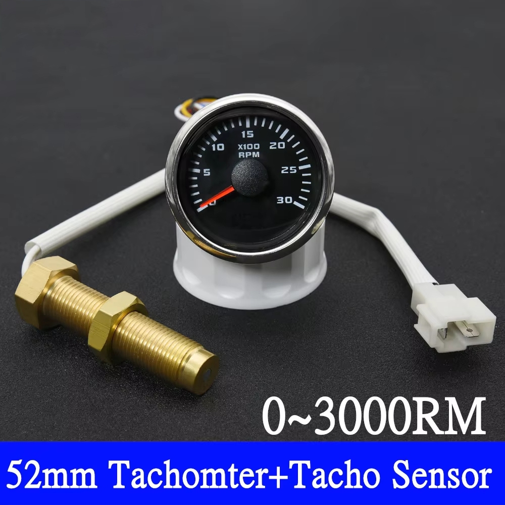 Hd 0 ~ 3000 RPM 4000RPM 7000RPM 8000RPM 52mm Tachometer +Tacho Sensor รถ Marine Outboard ดีเซลเครื่อ