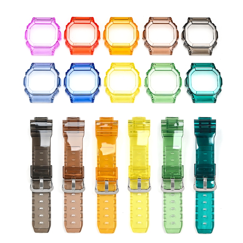 สายนาฬิกาข้อมือเรซิ่น พร้อมเคส สําหรับ Casio G-Shock DW-5600 5000 5030 5025 GW-M5610 M5600 G-5600 GLX-5600
