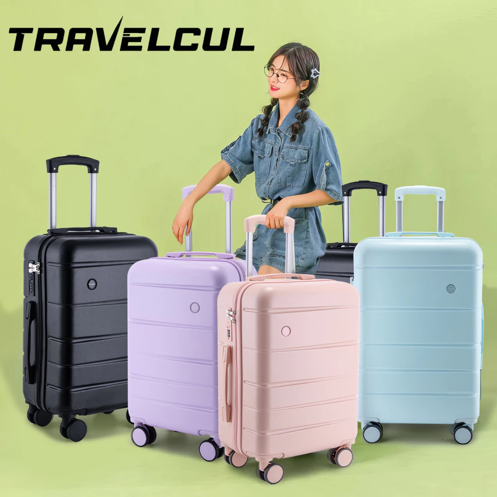 TRAVELCUL 16/20/24/28 กระเป๋าเดินทางสิ่งแวดล้อมน้ําหนักเบา ABS + PC กระเป๋าเดินทางวัสดุกระเป๋า TSA เดินทาง