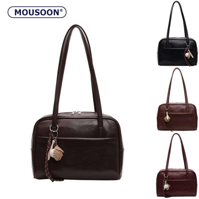 MOUSOON กระเป๋าสะพายไหล่ความจุขนาดใหญ่ของผู้หญิงสไตล์เกาหลีใหม่ย้อนยุคอเนกประสงค์กระเป๋ารักแร้แบบพกพาความจุขนาดใหญ่