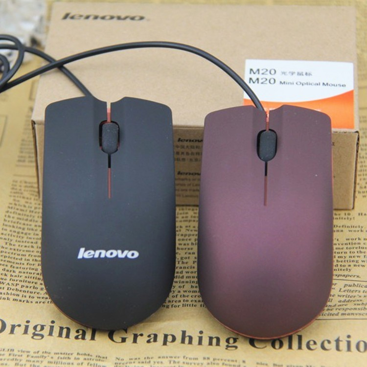 Lenovo M20 เมาส์ออปติคอล USB สำหรับคอมพิวเตอร์และแล็ปท็อป