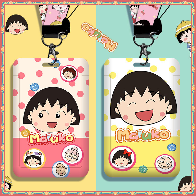 New Chibi Maruko-chan Multi-Accessories Card Holder Long Lanyard Card Holder EasyCard Anti-Lost Protective Case Charm Access Control Bus MRT ABS ID ID Holder