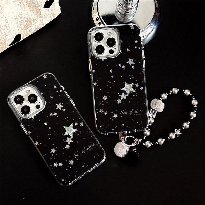 Iphone 16 pro max 15 pro max กลิตเตอร์ลายดาว วัสดุ TPU IMD craft เคสโทรศัพท์ถุงลมขอบกลม