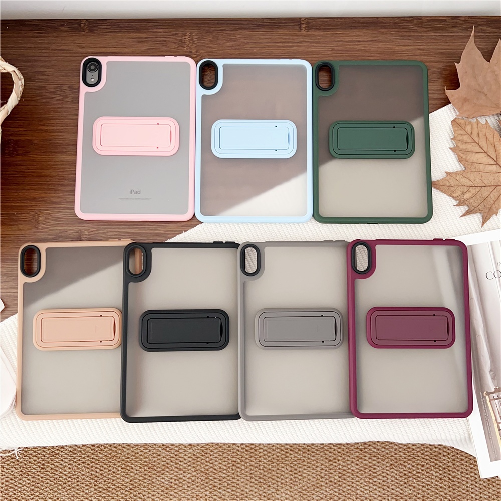 Stand Holder Soft TPUกรณีด้านหลังสําหรับiPad M2 M4 2024 Mini 7 Gen 5 6 7 8 9 10 10.2" 9.7 "iPad Air 2 3 4 Pro 11 "2018 2020 2021 Heavy Dutyแฟชั่นกันกระแทก