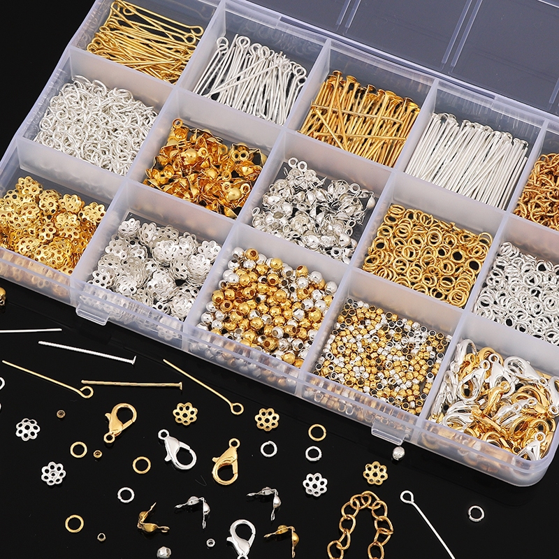ผสมรูปแบบ DIY ผลการค้นหาเครื่องประดับวัสดุกระโดดแหวน/ขั้วต่อ Claspsps/หัว Pin/โซ่/ดอกไม้ End Caps กล่องชุดสําหรับเครื่องประดับทํา