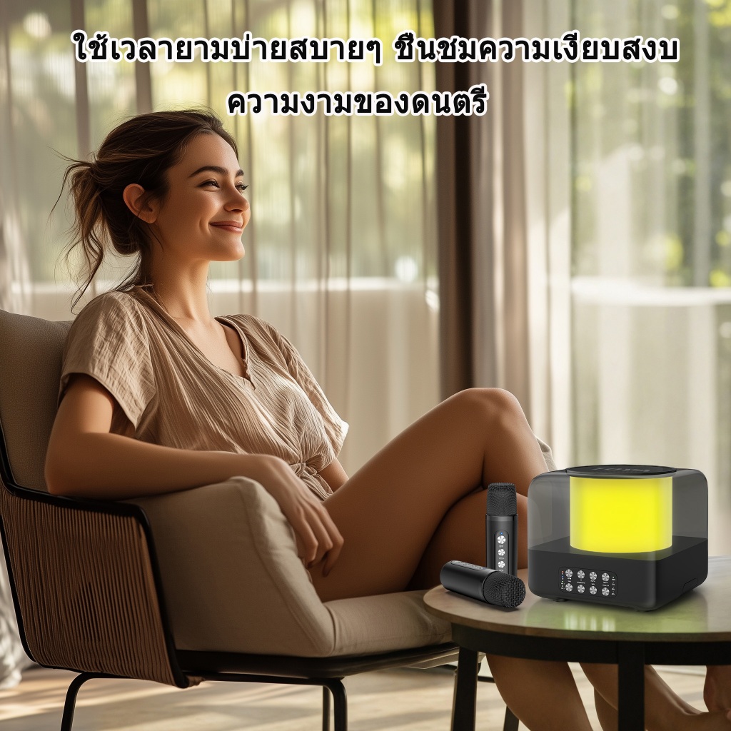 Toya 303 ไมโครโฟนลําโพงคาราโอเกะ LED TWS ลําโพงบลูทูธไร้สายคาราโอเกะที่บ้านพร้อมไมโครโฟนลําโพงบลูทูธ