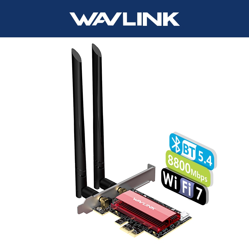 Wavlink BE200 WiFi 7 PCIe การ์ดเครือข่าย Tri-Band อะแดปเตอร์ไร้สายพร้อม Bluetooth 5.4 สําหรับพีซี
