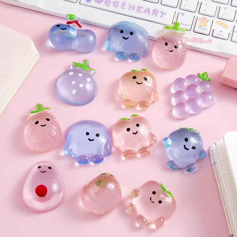 ผลไม้น่ารักบางของเล่นเด็กของเล่นหากินบีบอัดเยลลี่ระบายของเล่น