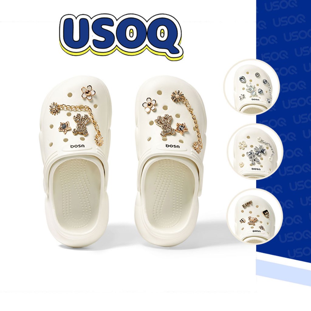 Usoq 25 ประเภท Jibbitz Crocs Set ชุดแฟชั่นเครื่องประดับทองถ้ํารองเท้าหัวเข็มขัด DIY อุปกรณ์เสริม Crocs Charm Jibbitz ปุ่ม