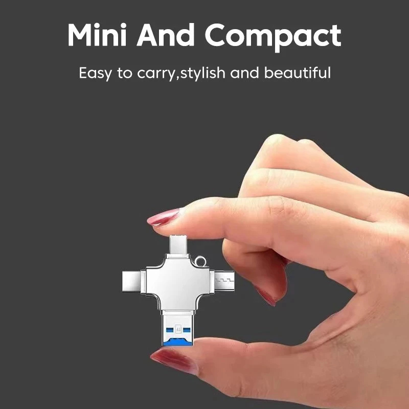 การ์ดรีดเดอร์ 4 In 1 Memory Card Reader Micro SD Card Reader For Ipad/IPhone 5 6 6s 7 Plus Type-C OTG Android PC