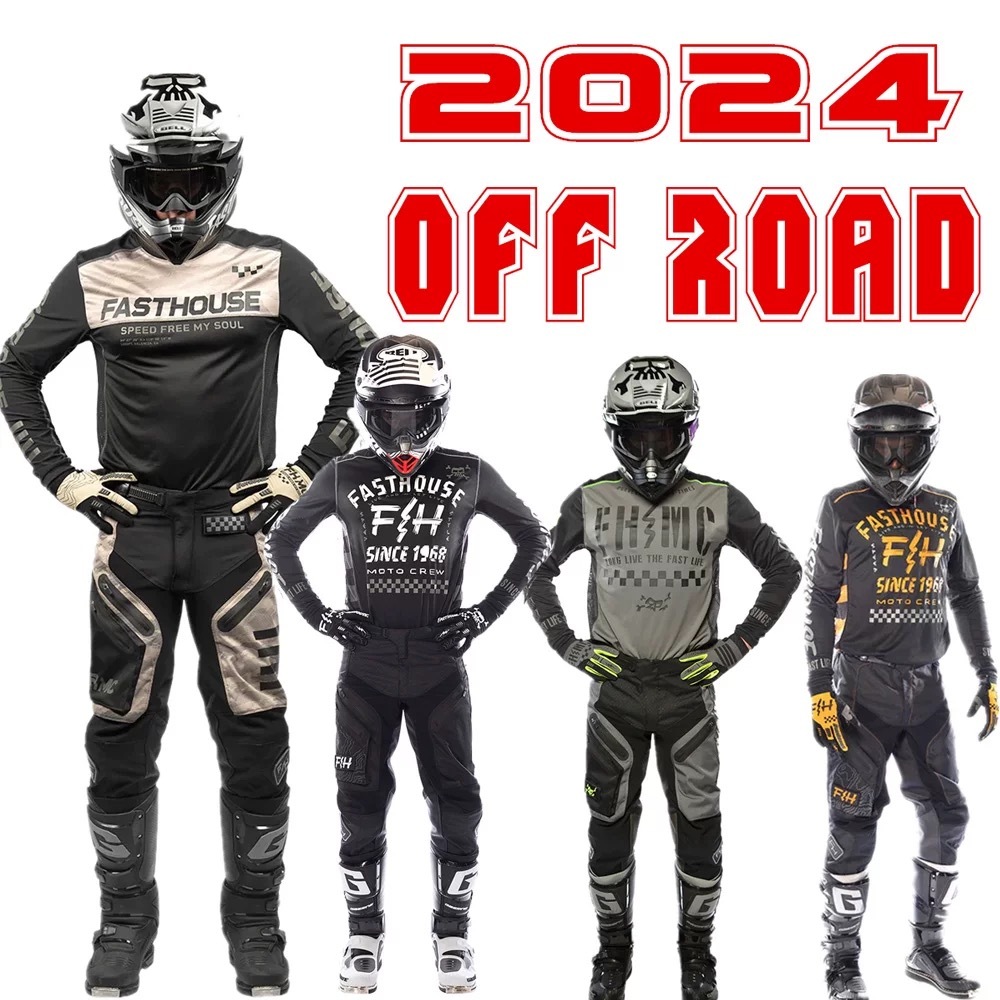 2024 Fasthouse ชุดอุปกรณ์ออฟโรด Top Enduro ชุดขี่มอเตอร์ไซค์และกางเกงกระเป๋าเสื้อผ้าแข่งรถจักรยานยนต์