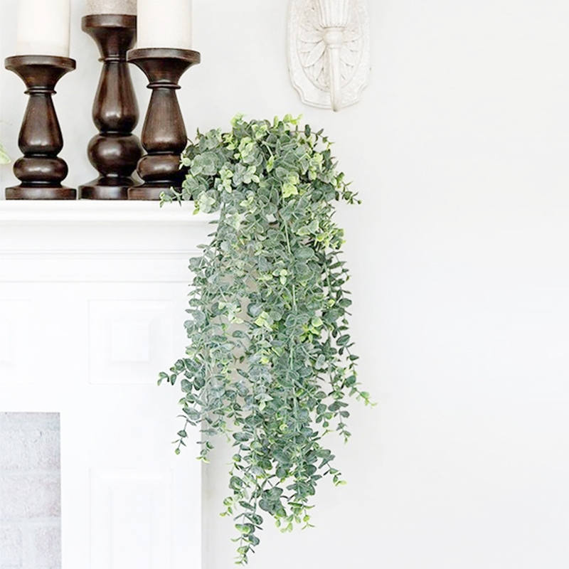 Dualswish สีเขียวแขวนพืชประดิษฐ์ Eucalyptus Vine ใบบ้านสวนตกแต่งห้องปลอมพืชหญ้างานแต่งงาน Wall Decora