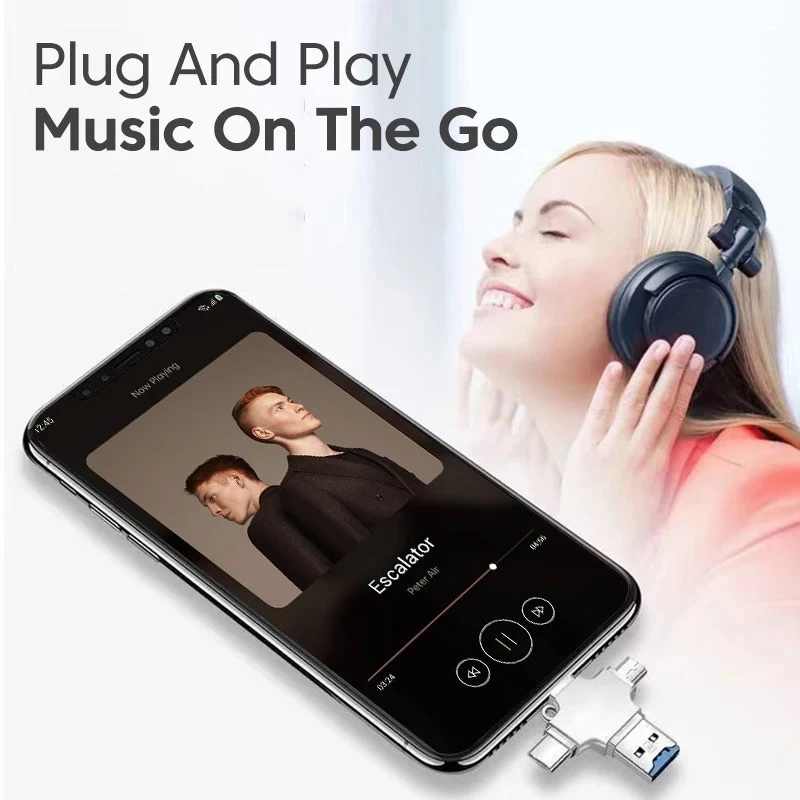 การ์ดรีดเดอร์ 4 In 1 Memory Card Reader Micro SD Card Reader For Ipad/IPhone 5 6 6s 7 Plus Type-C OTG Android PC