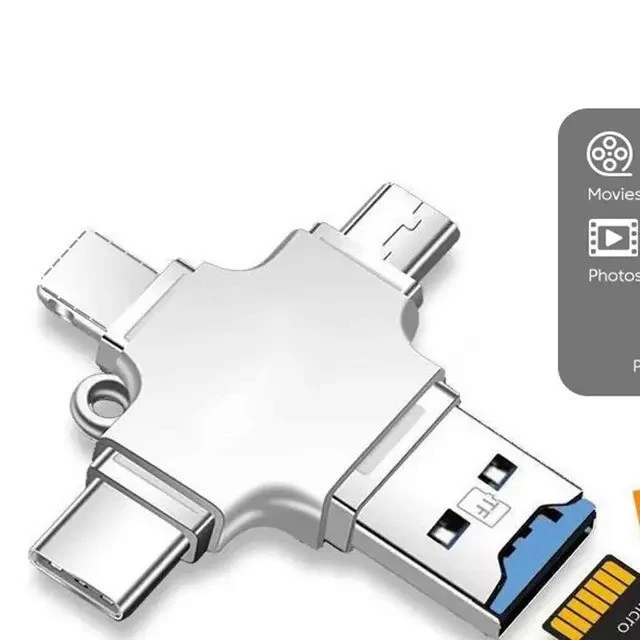 การ์ดรีดเดอร์ 4 In 1 Memory Card Reader Micro SD Card Reader For Ipad/IPhone 5 6 6s 7 Plus Type-C OTG Android PC