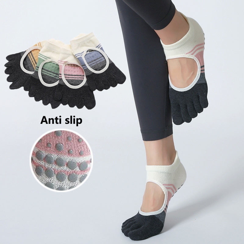 ถุงเท้าเปิดนิ้วเท้าถุงเท้าโยคะ Anti Slip Plati สำหรับผู้หญิง Hollowed Out Cardio ฟิตเนสเต้นรำถุงในร่ม