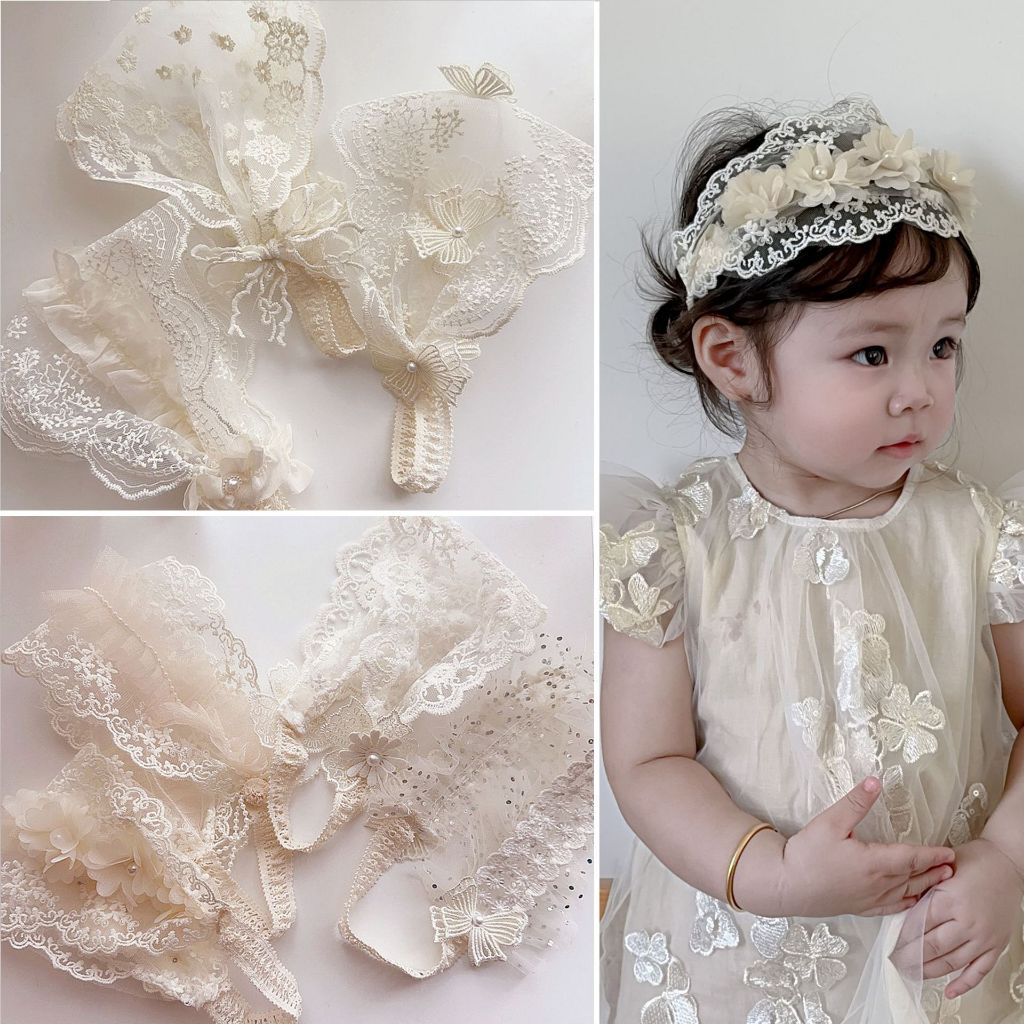 Hollow Lace Florchers เด็กน่ารัก Headbands ยืดหยุ่นสาวผมวงทารกแรกเกิดอุปกรณ์เสริม Countryside Headwear