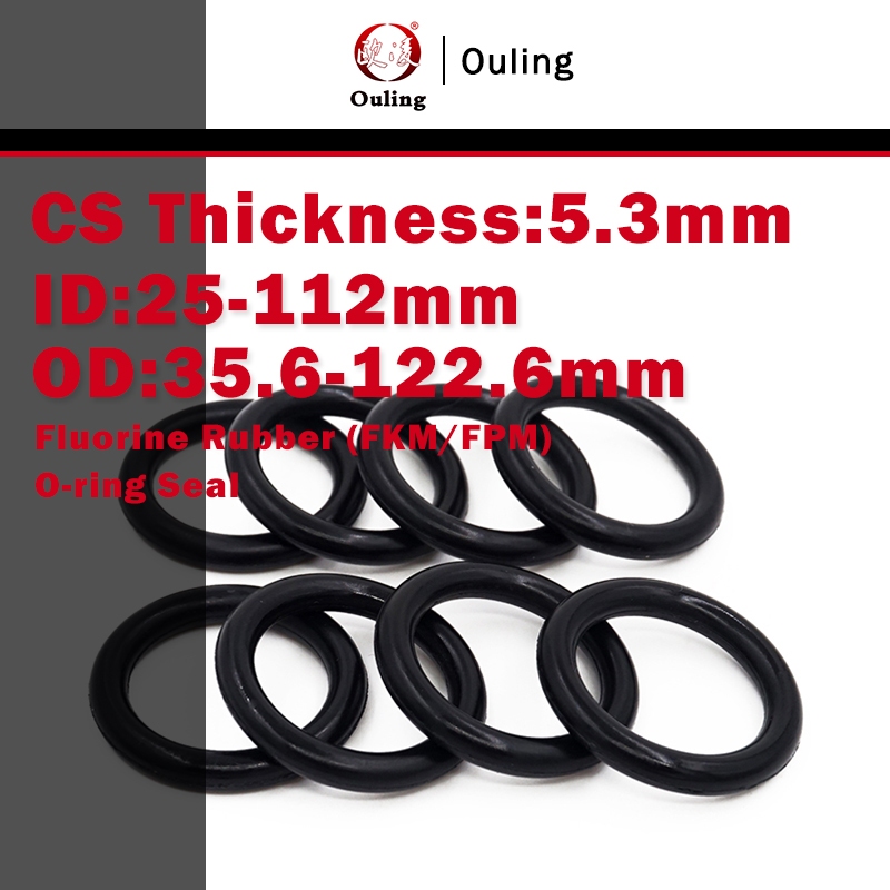 Ouling CS5.3mm O-RING ID25-112 OD35.6-122.6mm สีดํา FKMฟลูออรีนแหวนยางซีลยาง Fluororubber FPM ความดั