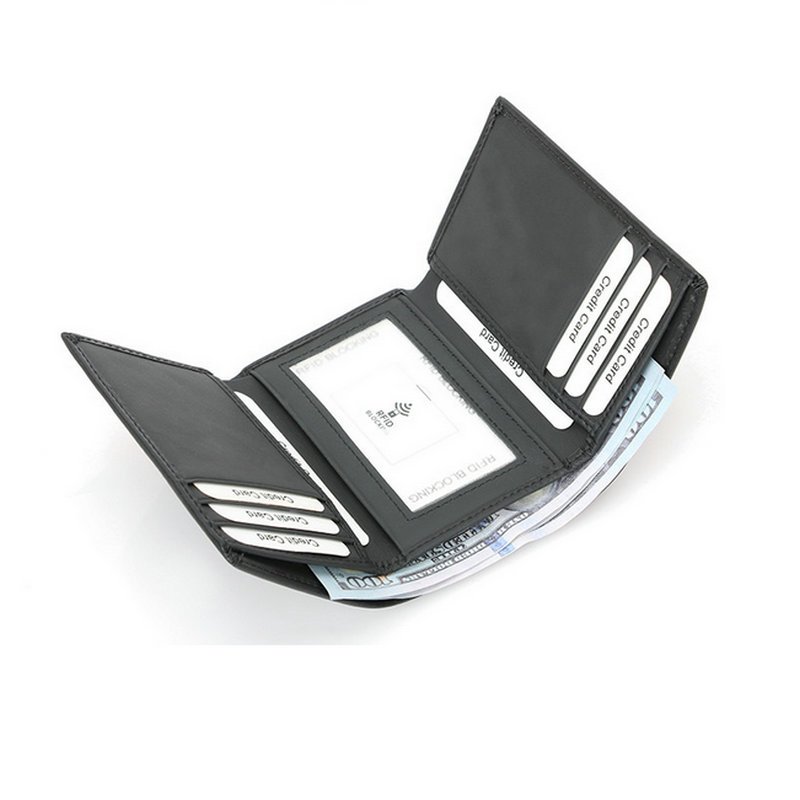 Genodern Trifold กระเป๋าสตางค์ผู้ชายช่องใส่การ์ดหลายช่องกระเป๋าสตางค์สําหรับผู้ชาย RFID Blocking กระเป๋าชาย