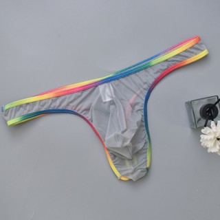 ชุดชั้นในชายขนาดใหญ่เซ็กซี่ทองผ้าไหมน้ําแข็งโปร่งใสเอวต่ําแห…