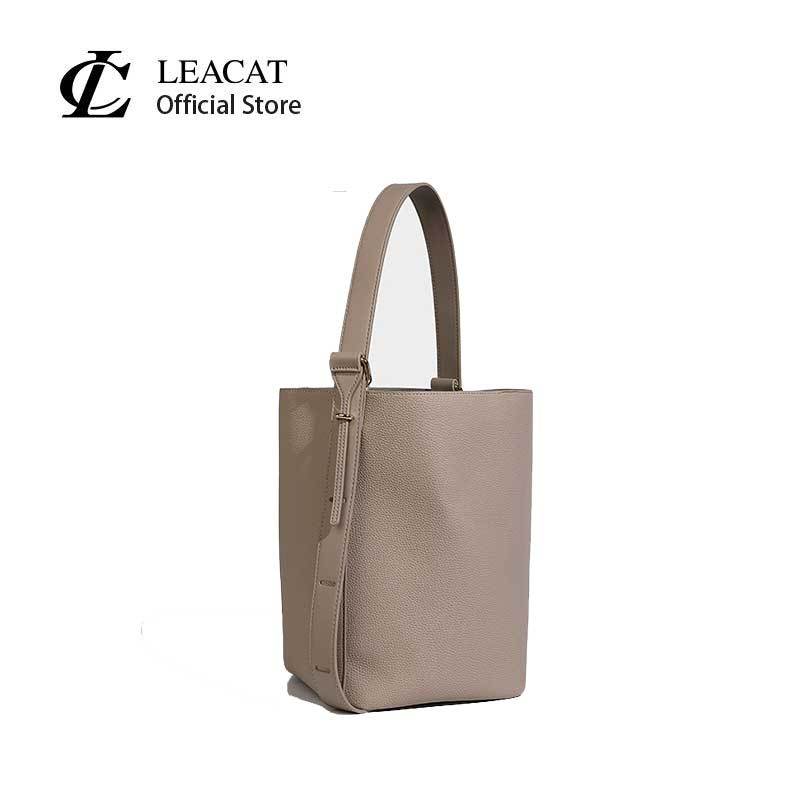 Leacat กระเป๋าความจุขนาดใหญ่หญิงแฟชั่นการออกแบบเฉพาะหนึ่งไหล่ crossbody บันแม่กระเป๋าถังน้ํากระเป๋า