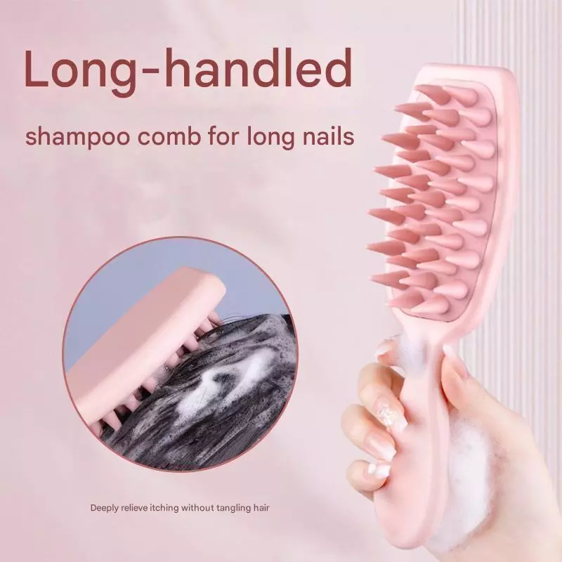 แชมพูหัวแปรงซักผ้าเครื่องมือดูแลเส้นผมหวีซักผ้ายาวจับเปียกและแห้งอุปกรณ์ผมร่างกายแปรงหนังศีรษะนวดแปรงขัดผิวรังแค
