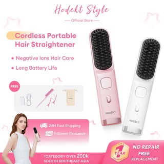 HODEKT Cordless Hair Straightener Comb Portable Hair Curler Brush