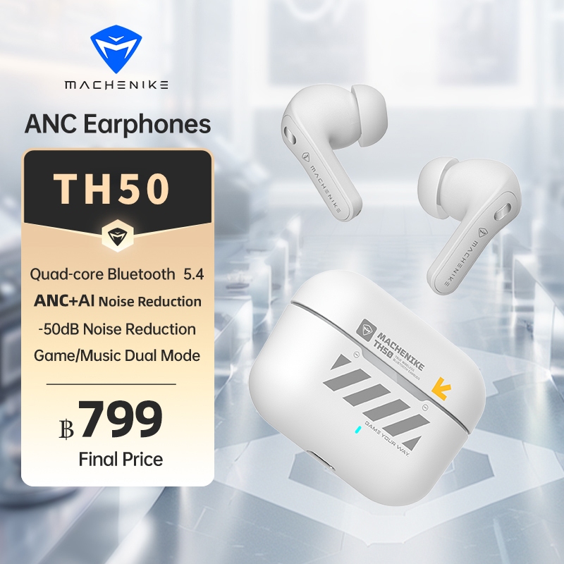 Machenike TH50 ANC ลดเสียงรบกวนบลูทูธ 5.4 หูฟังไร้สายสําหรับเล่นเกม TWS หูฟังชนิดใส่ในหูไมโครโฟนในตัว IPX5 โหมดเกมกันน้ําโหมดเพลงสําหรับ IOS/Android