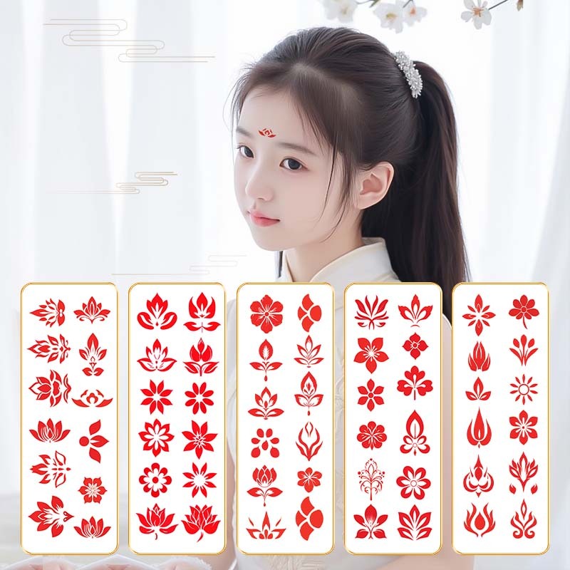 ปีใหม่สีใบหน้าคิ้วแต่งหน้าสติกเกอร์สาวน่ารักสักสักสติ๊กเกอร์