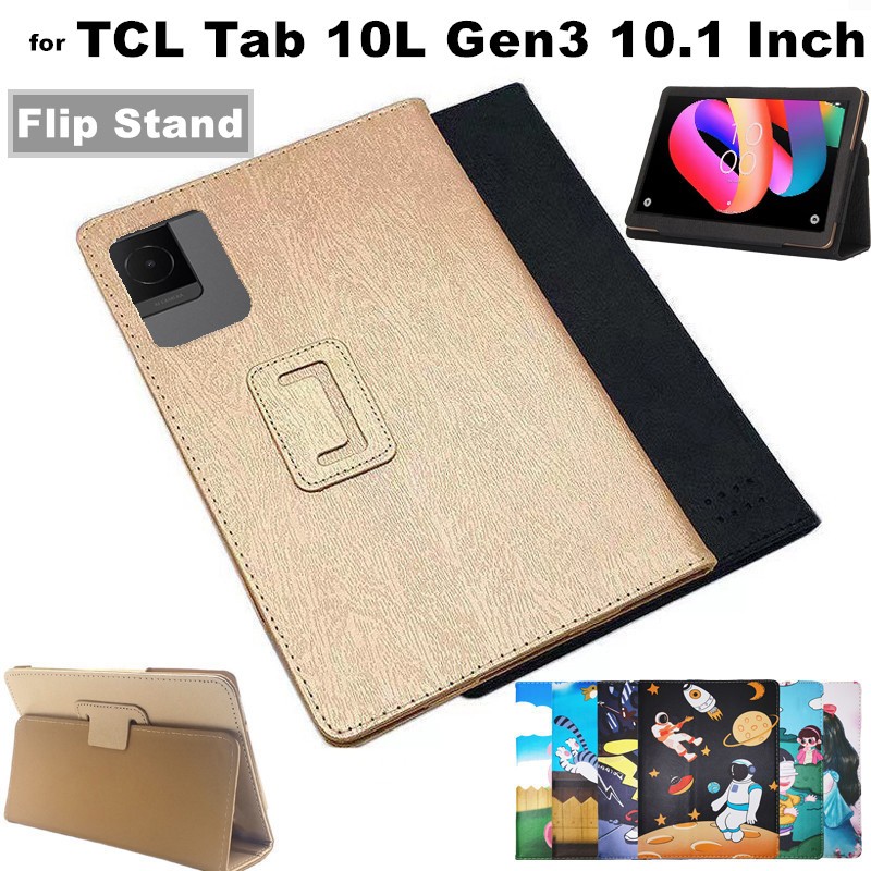 Flip Case for TCL Tab 10L Gen3 Gen 3 10.1 Inch 2024 Silk Pattern Cover Flip Foldable Stand Full Body Protective Case