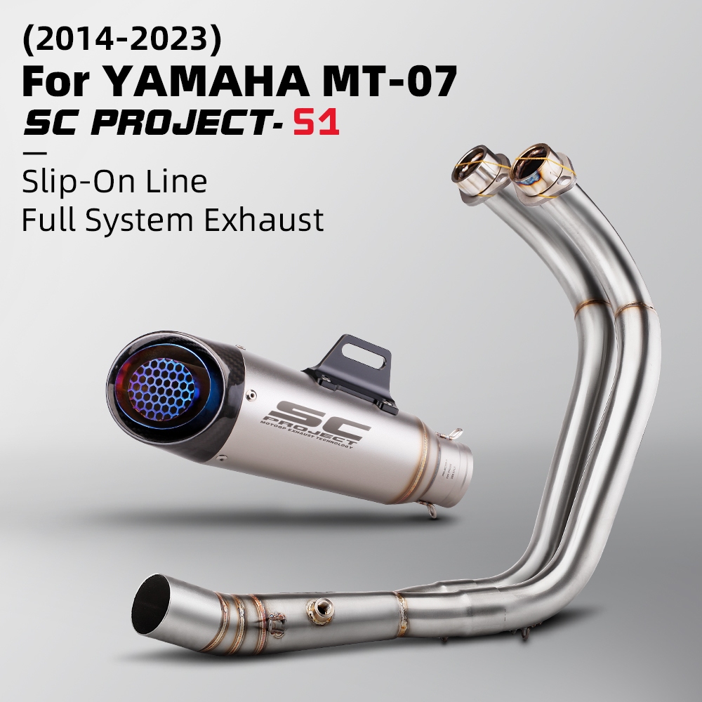Slip On สําหรับ YAMAHA R7 MT07 FZ07 2021 2022 2023 รถจักรยานยนต์ท่อไอเสียเต็มระบบ Header Link ท่อท่อ