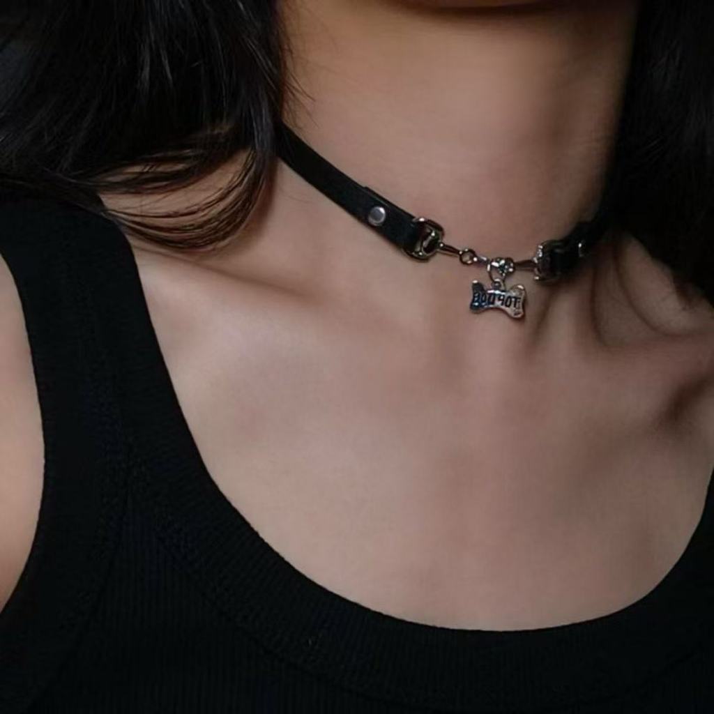 Top dog choker Puppy Leather pu Collar Asian Culture Abi Necklace Short Necklace Gothic Style Dark