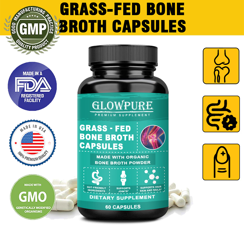 Grass-Fed Bone Broth Capsules อาหารเสริมคอลลาเจนรองรับผิว ผม ข้อต่อ และสุขภาพทางเดินอาหาร