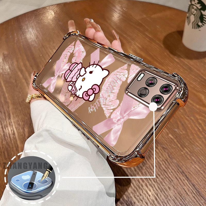 สําหรับ OPPO A54 4G สี่มุม anti drop electroplated เคสโทรศัพท์ความงามริมฝีปากสีชมพูโบว์น่ารักออกแบบใหม่รูปแบบ TPU soft case - รูปที่ 7