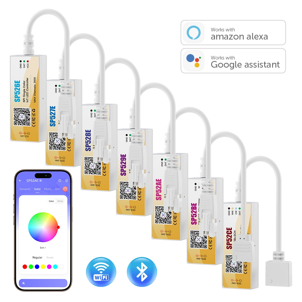 BTF-LIGHTING SPI ตัวควบคุม LED บลูทูธ WiFi การเชื่อมต่อคลาวด์ระยะไกล สําหรับ WS2811 WS2812B SK6812 แ