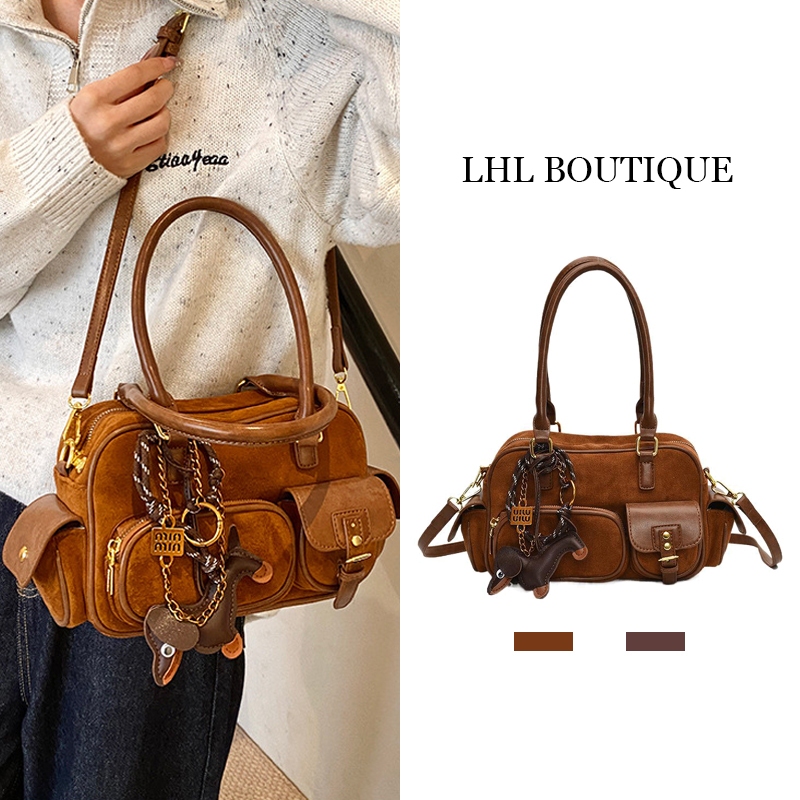 LHL BOUTIQUE กระเป๋ าหนังกลับ แฟชั่นใหม่ความจุขนาดใหญ่มัลติฟังก์ชั่นกระเป๋าสะพายข้างแบบพกพา
