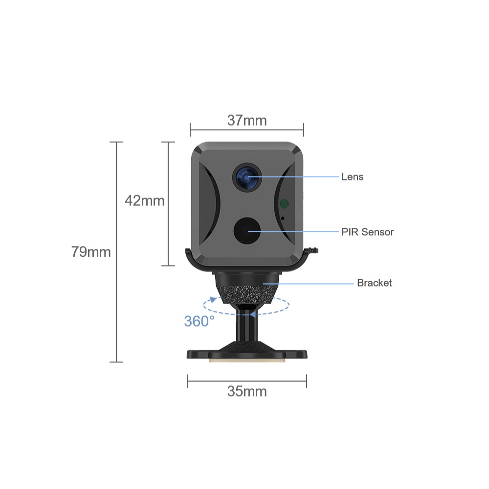 Ls Vision Mini Camera WiFi/4G 5MP 2400mAh ใช้งานในร่มพร้อมอินเตอร์คอมเสียง WiF 2.4GHz สองทาง รองรับคลาวด์และจัดเก็บข้อมูลการ์ด TF สูงสุด 128G