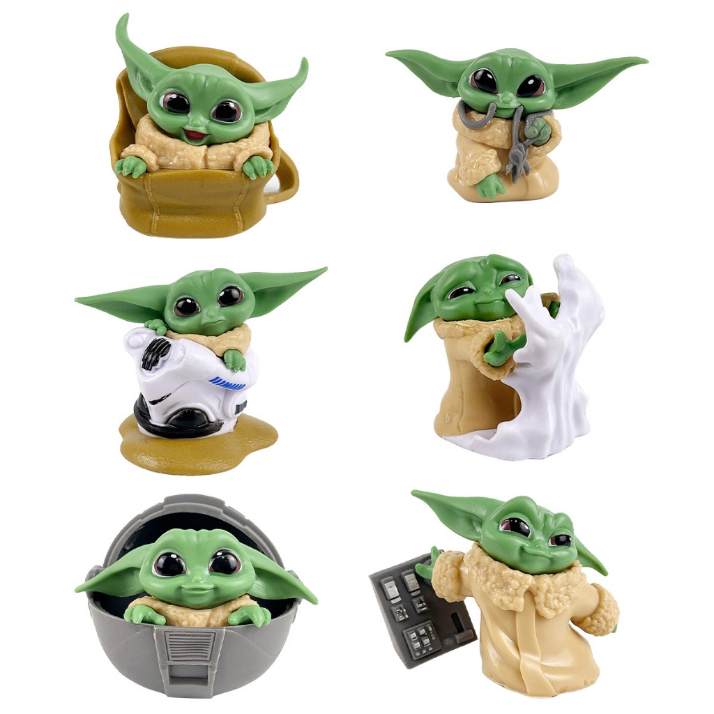 6 ชิ้น/เซ็ต 4.5-6.5 ซม.Star Wars อะนิเมะรูป Yoda Baby Space Capsule รุ่น Q PVC Action Figures รุ่นเดสก์ท็อปตกแต่งตุ๊กตาของเล่น