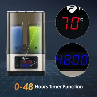 Fixdry 3D เครื่องพิมพ์ Filament เครื่องอบผ้าพร้อมพัดลม, 110W PTC Dehydrator กล่องเครื่องเป่าอุ่น, ปิด-ปล่อยความร้อนคงที่, อุณหภูมิความชื้น, 2 แกนใช้งานร่วมกับ 1.75 มม., 2.85 มม.,
