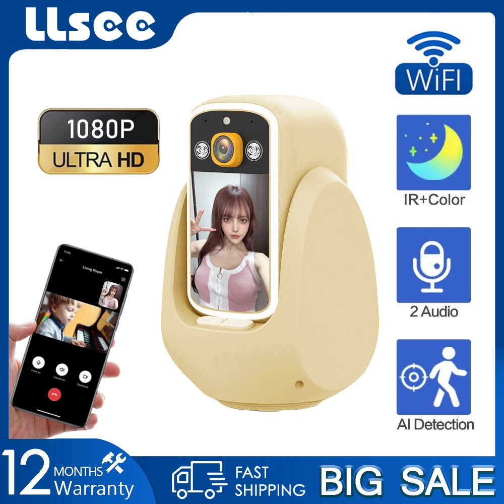 LLSEE FHD 1080P วิดีโอคอลกล้องวงจรปิดกล้อง WIFI การตรวจจับมนุษย์อัจฉริยะการติดตามอัตโนมัติการตรวจสอบ